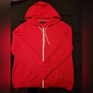 Tommy Hilfiger Red Hooded Zip-Up Sweater Jacket